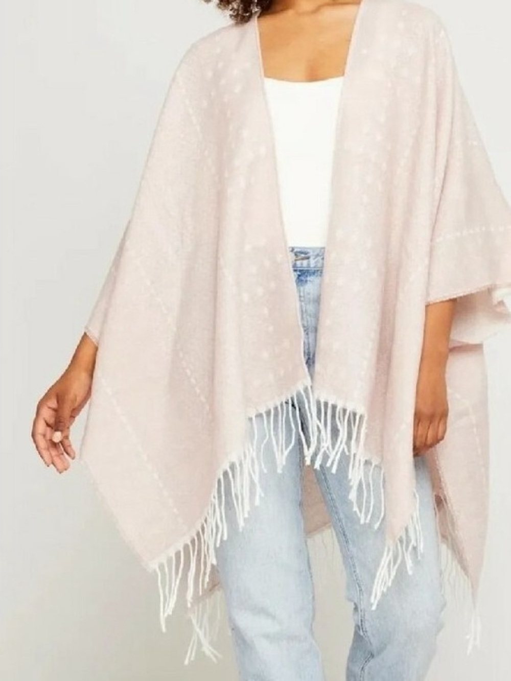 Light Blush Fringe Kimonk